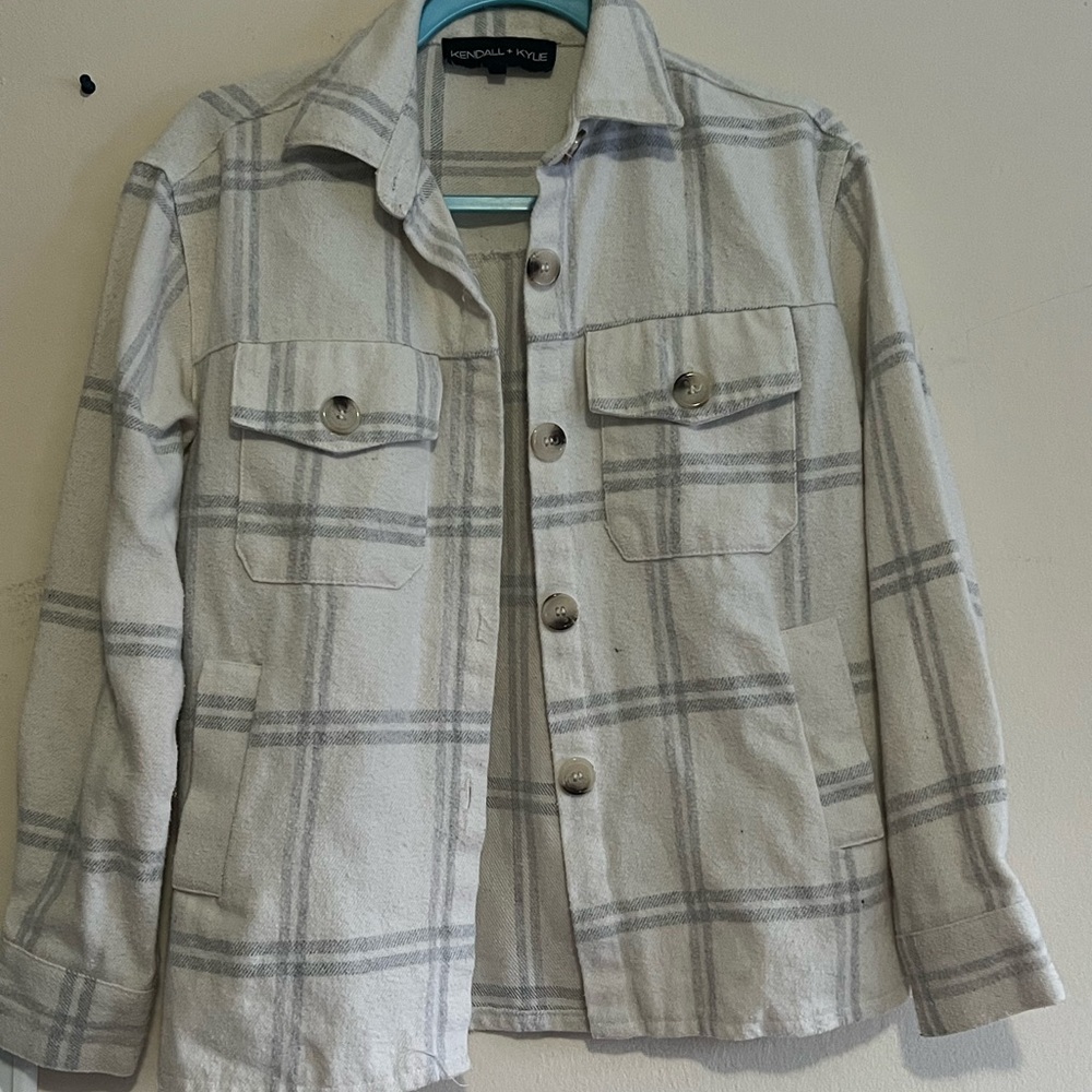 Kendall & Kylie Gray Plaid Utility Jacket